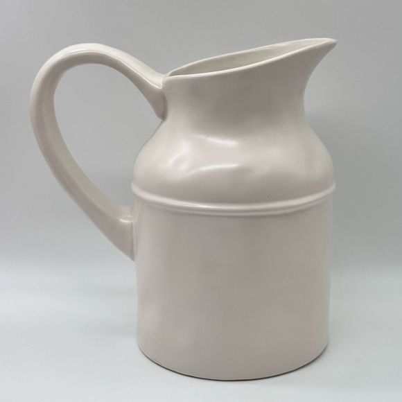 Rae Dunn DRINK White Ceramic Large Pitcher Vase - Picture 3 of 5